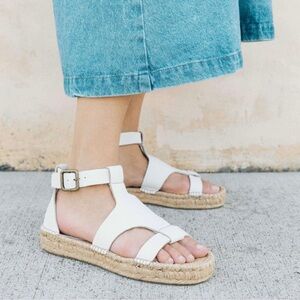 Soludos Whited Banded Shield White Sandal Espadrille 11‎